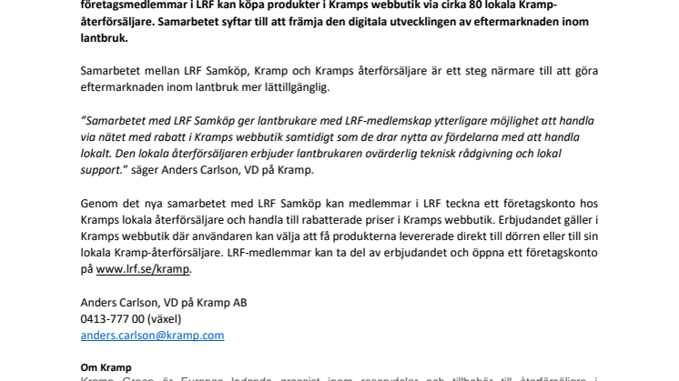 Kramp och LRF Samköp lanserar samarbete