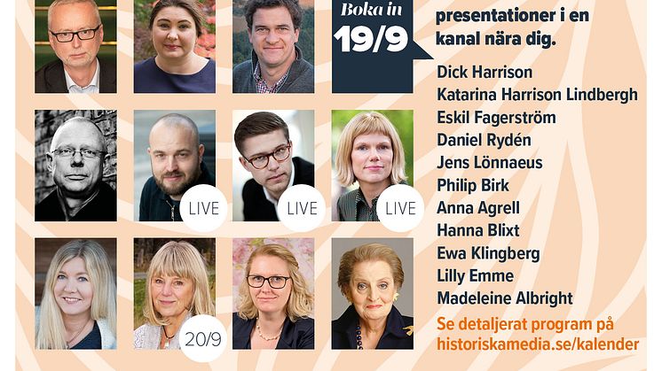 Elva författare medverkar i Historiska Medias digitala författardag — se intervjuer med bland andra Dick Harrison, Madeleine Albright, Ewa Klingberg och Hanna Blixt 