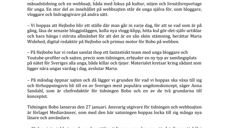 Ny ungdomssajt lanseras på måndag!