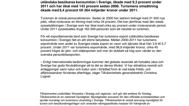  Rekordmånga utländska besökare lyfter turismen