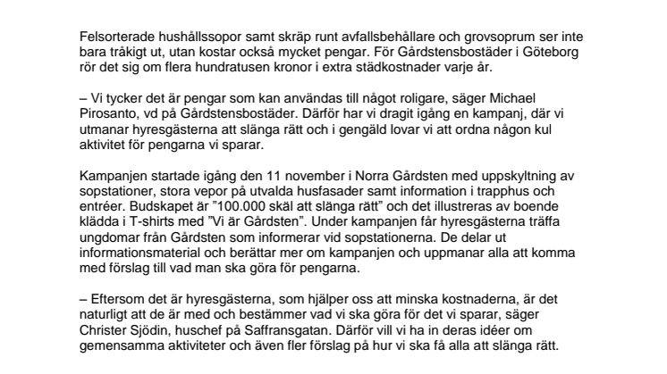 Gårdsten belönar hyresgäster som slänger rätt