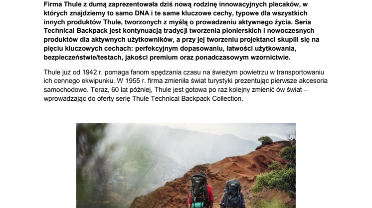 Thule na szlaku: innowacyjne plecaki Technical Backpack dla wędrowców i turystów