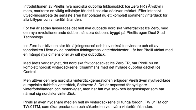 Nytt komplett vinterdäcksortiment stärker Pirelli i hela Norden