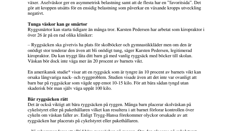 Skolstarten: Se upp för barnens tunga ryggsäckar
