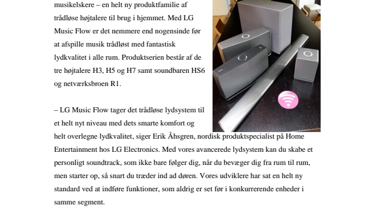 LAD MUSIKKEN FLYDE I ALLE RUM MED LG MUSIC FLOW