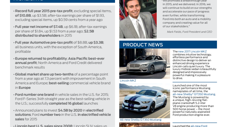 Fords flotte 2015 forklaret i tal