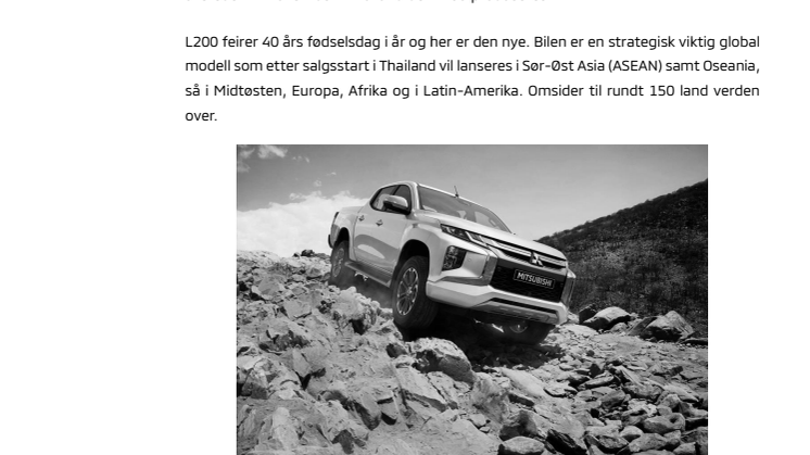 Verdenspremiere på nye Mitsubishi L200 