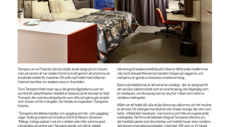 Från industri till kreativitet - hotellet som berättar Tamperes historia
