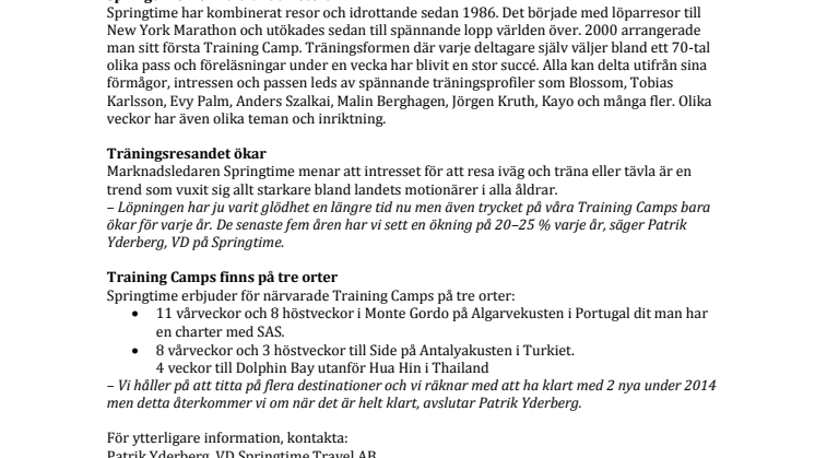 Det våras för träningsresor