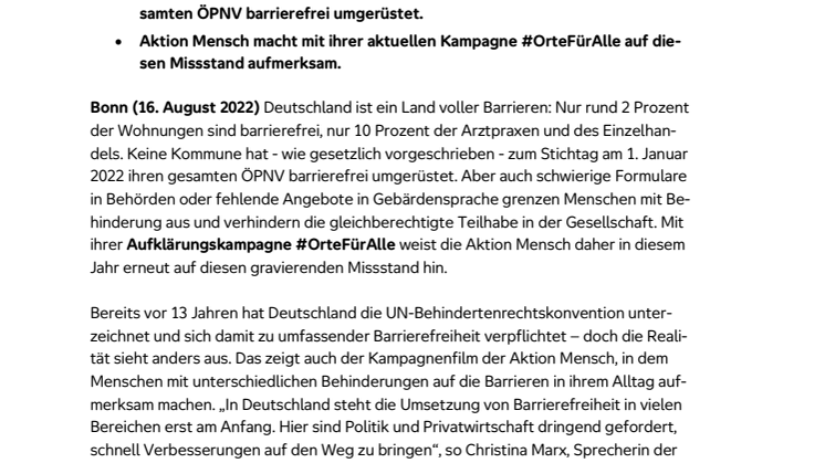 Deutschland im Jahr 2022 – ein Land voller Barrieren / Pressemitteilung