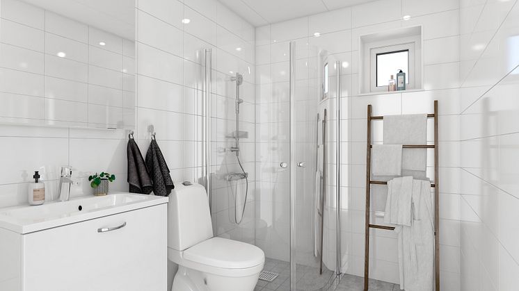 Brf Skogshem - 3D-bild av WC/Dusch
