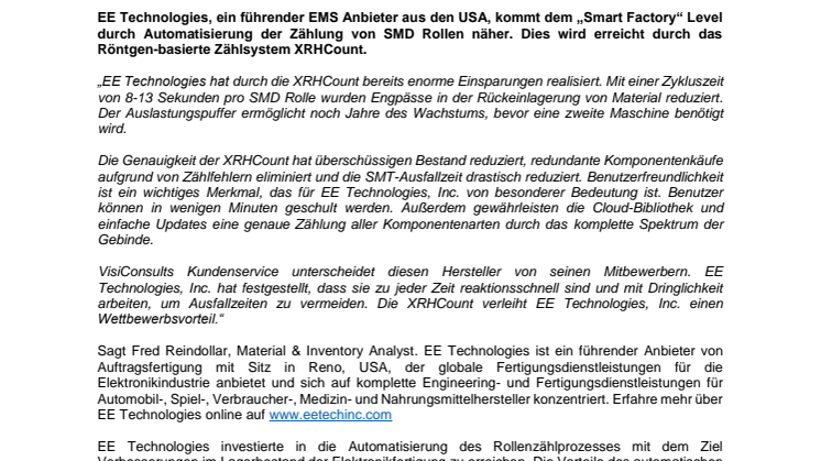 XRHCount bei EET Technologies