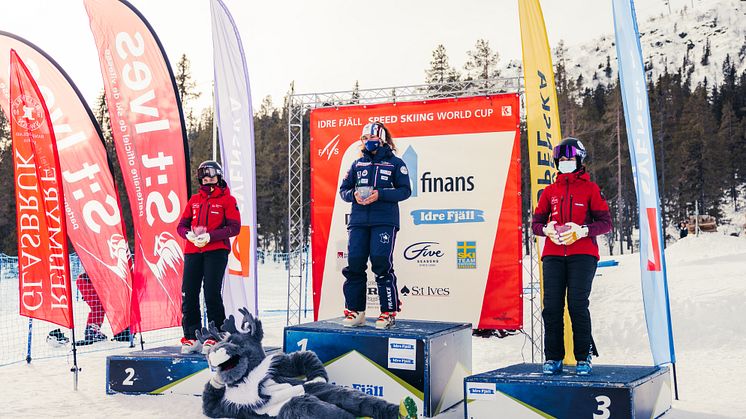 Dampallen under speedskivärldcup i Idre 12 mars 2022