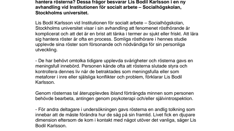 Rösthörarnas värld – berättelser om inre röster 