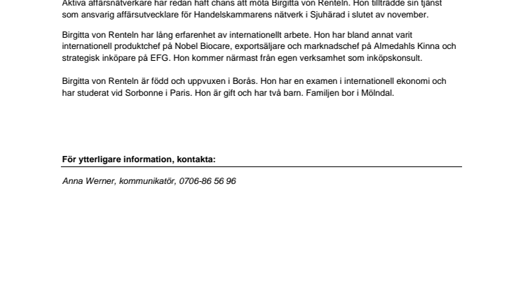 Hon förstärker Handelskammarens kontor i Borås