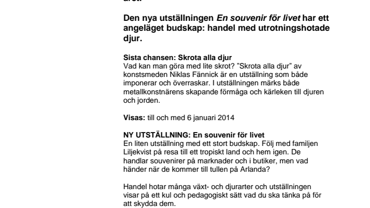Temaår och nya utställningar på Naturhistoriska riksmuseet 2014