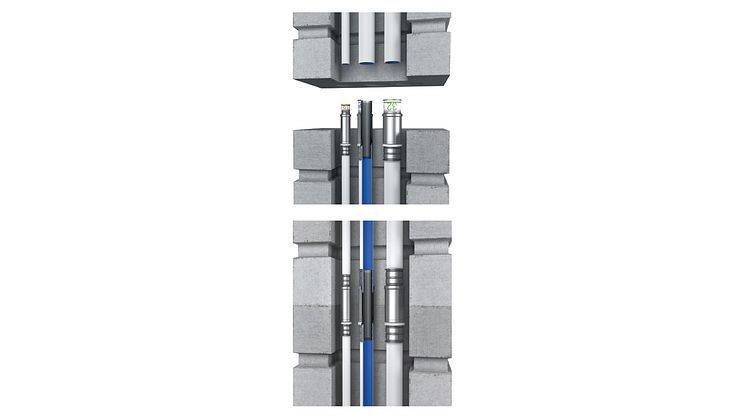 Uponor S-Press PLUS skjutmuff på prefabicerad enhet