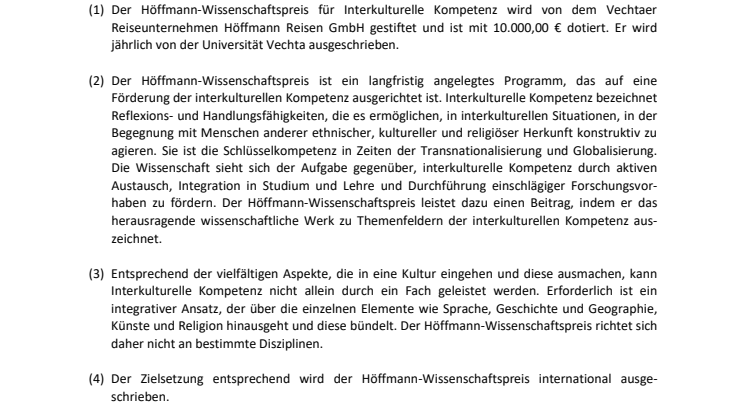 Richtlinien Höffmann-Wissenschaftspreis