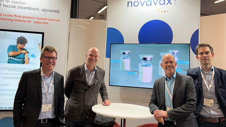 Björn Sjöstrand, CEO Scandinavian Biopharma; Jonas Bengtsson, VP Business Development Scandinavian Biopharma; Jörgen Persson, Head of Customer Engagement and Market Access Europe Novavax; Magnus Sävenhed, Managing Director Novavax SE 