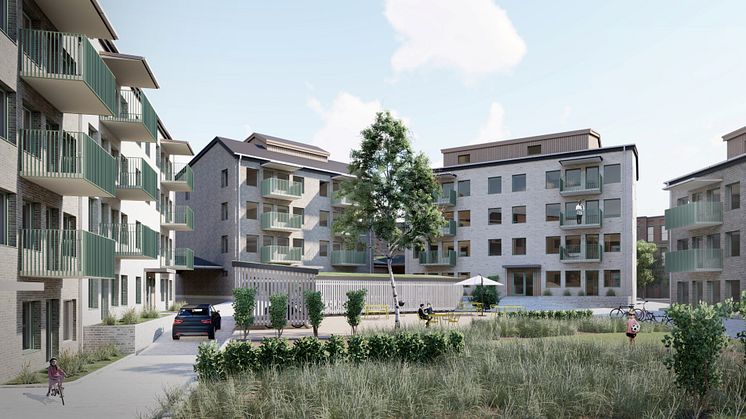 Det blir 95 nya bostäder i naturnära område i ny stadsdel i Kronandalen i Luleå. Illustration: A&D Arkitektkontor