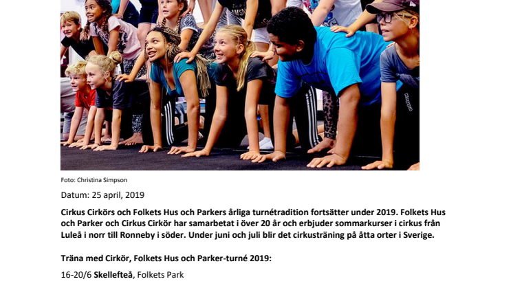 Cirkusträning med Cirkör – en turné med Folkets Hus och Parker 