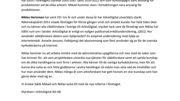 Mikael Karlsson ny VD i ArkivDigital