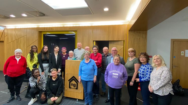 Students from University College Cork with programme leaders, community partners and ng group staff in Saracen House.