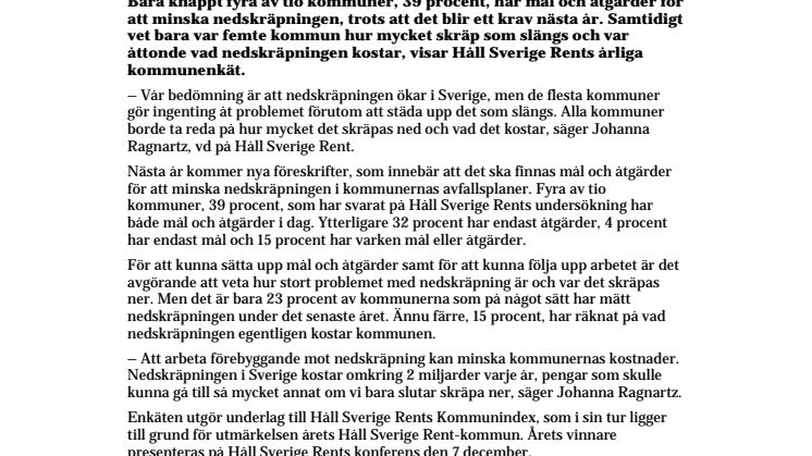 Ny enkätundersökning: Kommunerna saknar grepp om nedskräpningen  