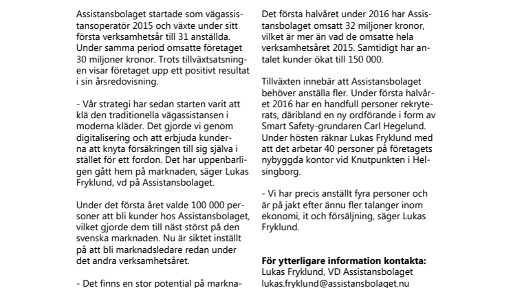 Snabb tillväxt för Assistansbolaget