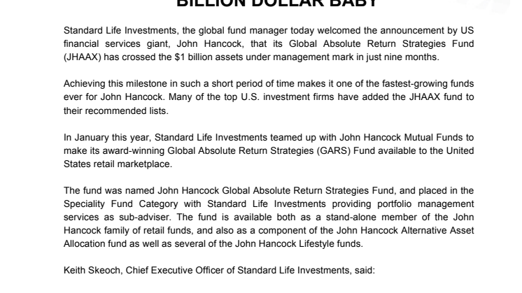 Billion dollar baby - Succé för GARS i USA