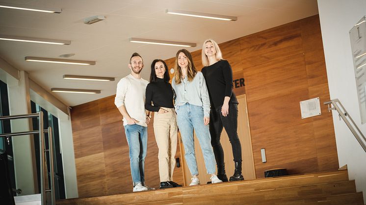 Go Business team från vänster: Andreas Eklund, Jonna Valikainen, Camilla Neideman och Elin Emanuelsson. 