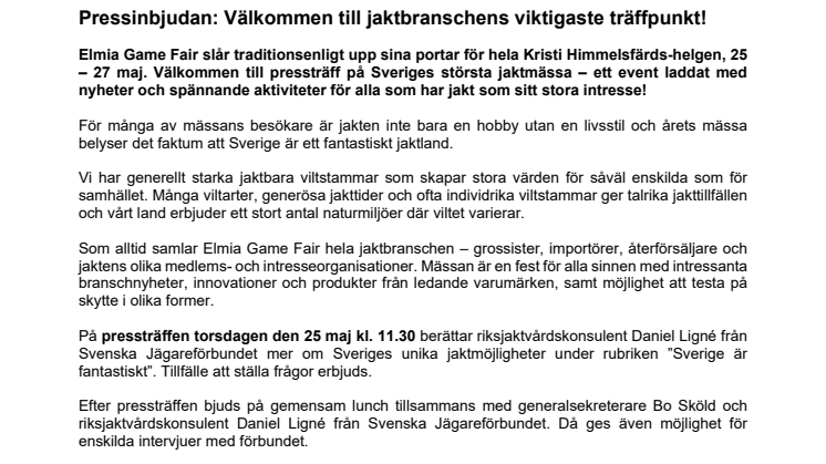Pressinbjudan: Välkommen till jaktbranschens viktigaste träffpunkt!