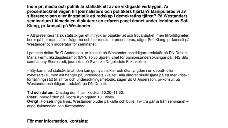 Westanders seminarium i Almedalen: Åtta av tio kommer älska det här seminariet