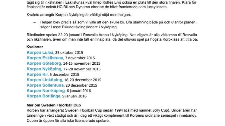 Peking Players och Tempo vann Nyköpings kval i Sweden Floorball Cup
