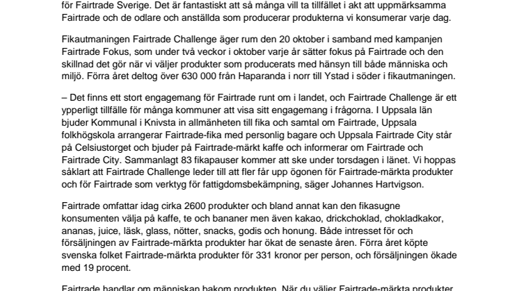Över 13 400 upplänningar deltar i årets stora Fairtrade-fika
