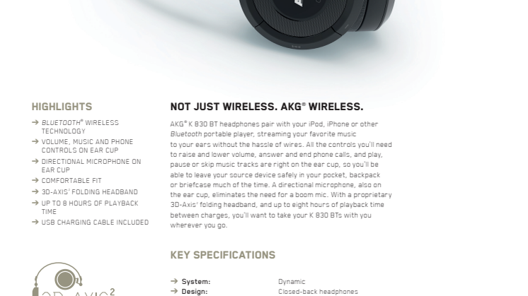 Specification sheet - AKG 830 BT (English)