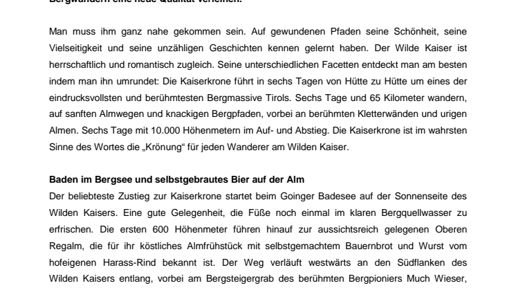 Die Kaiserkrone – in sechs Tagen rund um den Wilden Kaiser