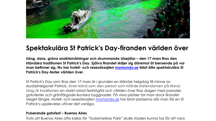 Spektakulära St Patrick's Day-firanden världen över