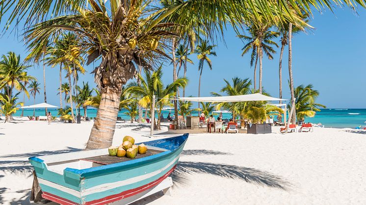 Dominikanska republiken är ett av de resmål som trendar hos TUI i vinter. I bild: Strand utanför Punta Cana, Dominikanska republiken.