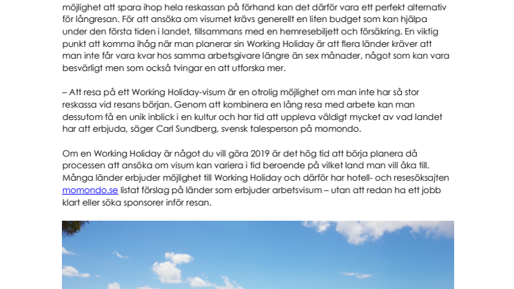 7 destinationer för Working Holiday-visum