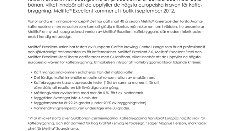 Upptäck nya Melitta® Excellent – kaffe med retrokänsla
