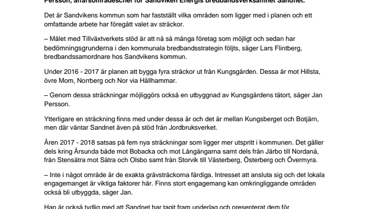 Här planeras fiberutbyggnaden i Sandvikens kommun