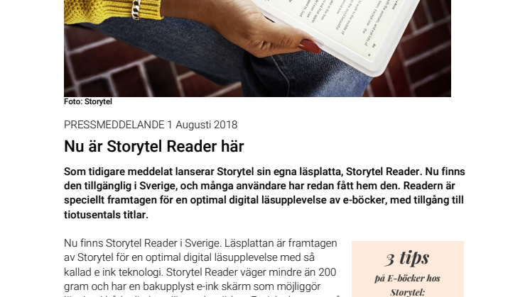 Nu är Storytel Reader här