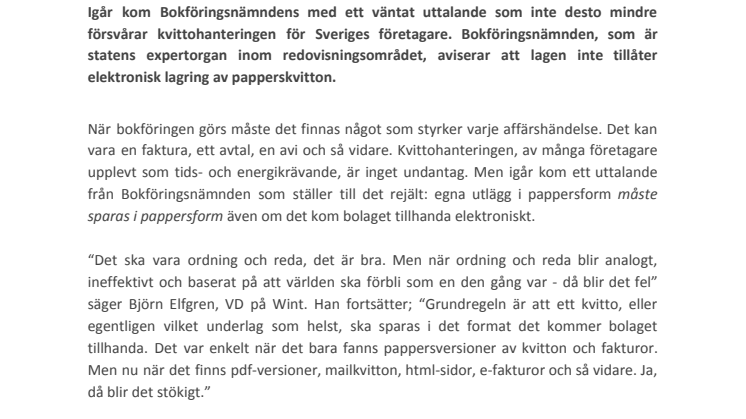 "Kvittohantering förblir en administrativ bromskloss för Sveriges företagare"