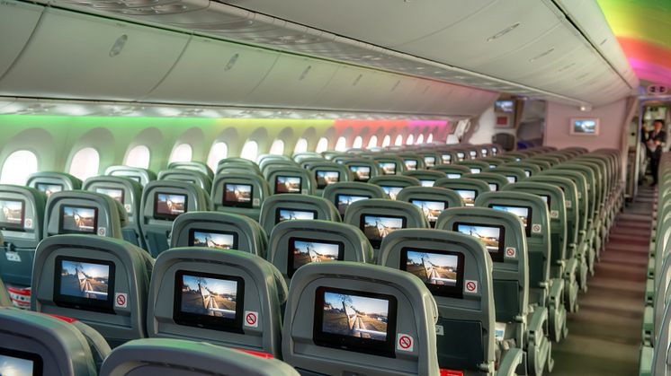 Norwegian Boeing 787 Dreamlinerin sisätilat