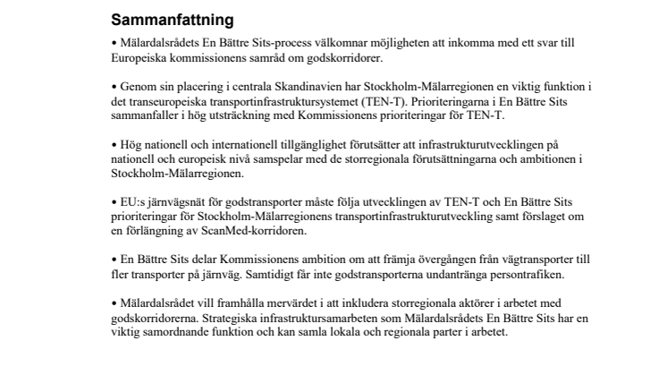 Sju län svarar EU om gods på järnväg
