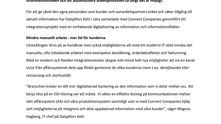 Dalsjöfors Kött möter branschkrav och tillväxt med digitalisering och integrerade system