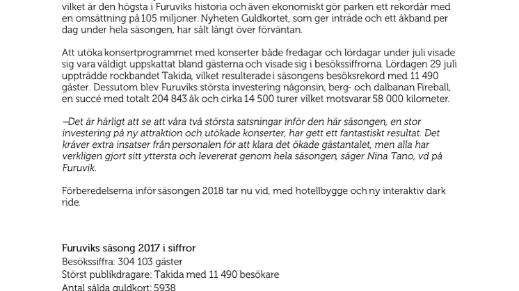 Tidernas bästa säsong i Furuvik!