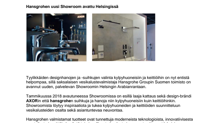 Hansgrohen uusi Showroom avattu Helsingissä