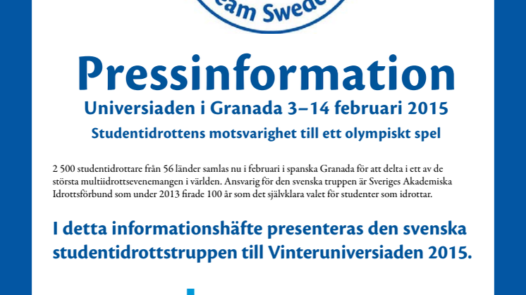 Pressinfo Vinteruniversiaden 2015